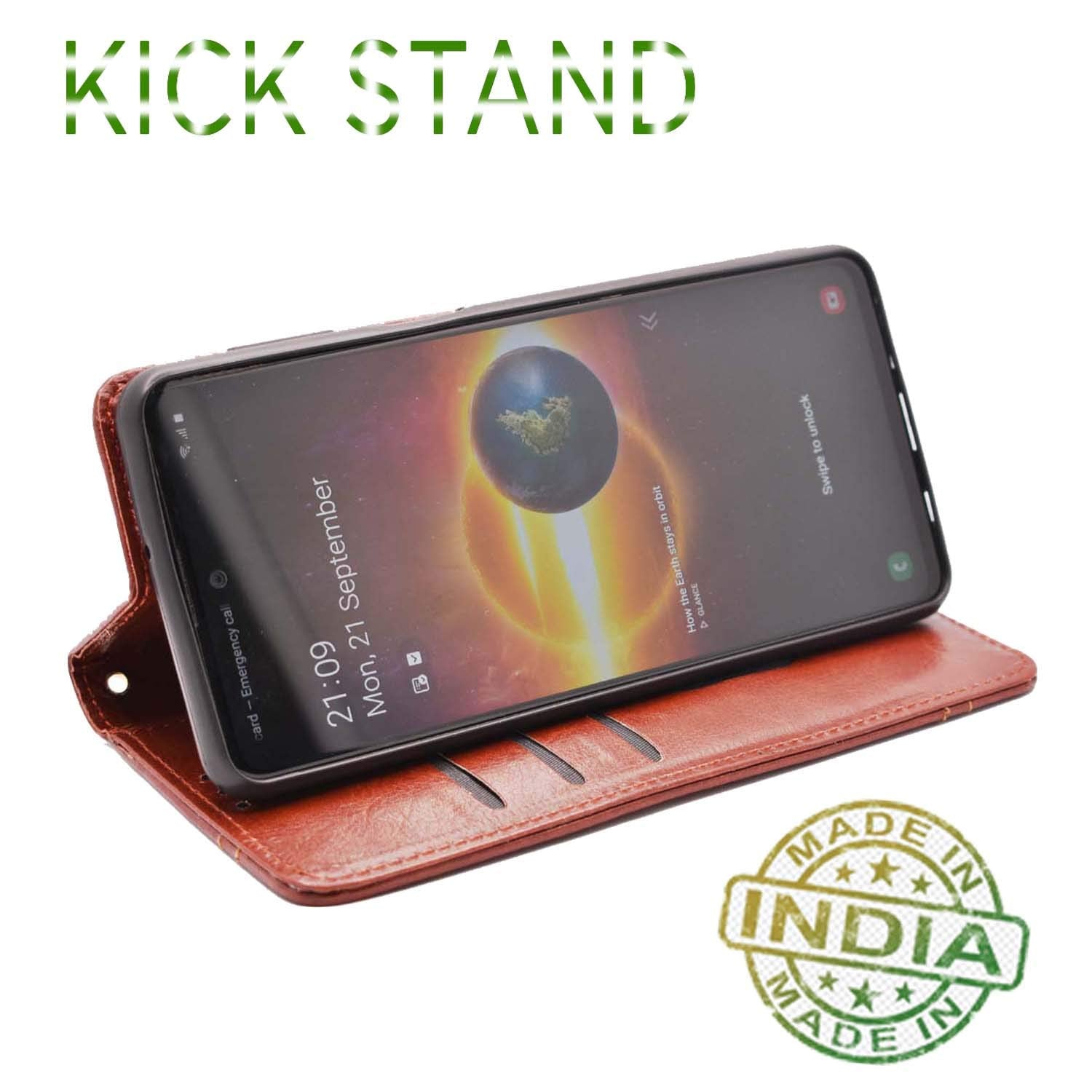 Pikkme Samsung Galaxy M51 Magnetic Flip Cover (Brown)