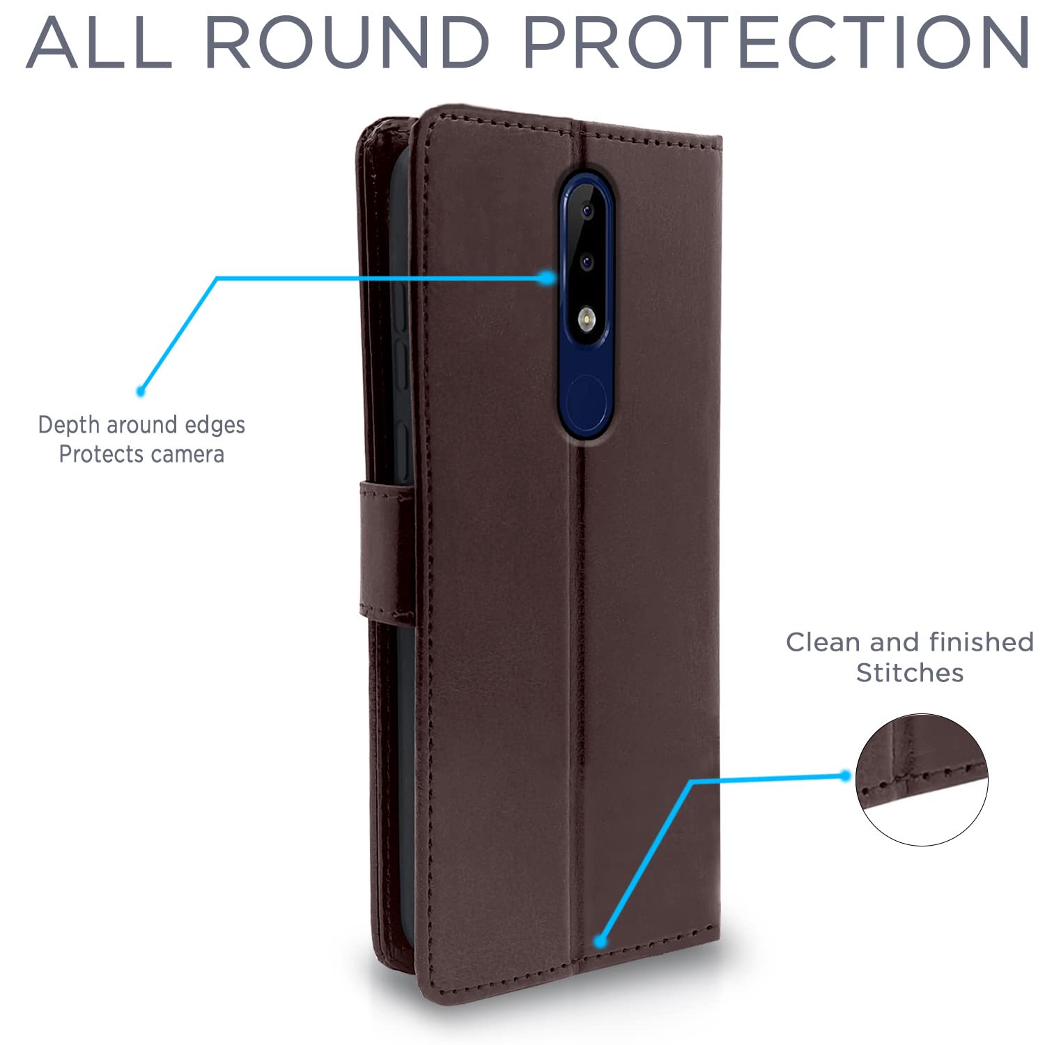 Pikkme Nokia 5.1 Plus Vintage Flip Cover (Coffee)