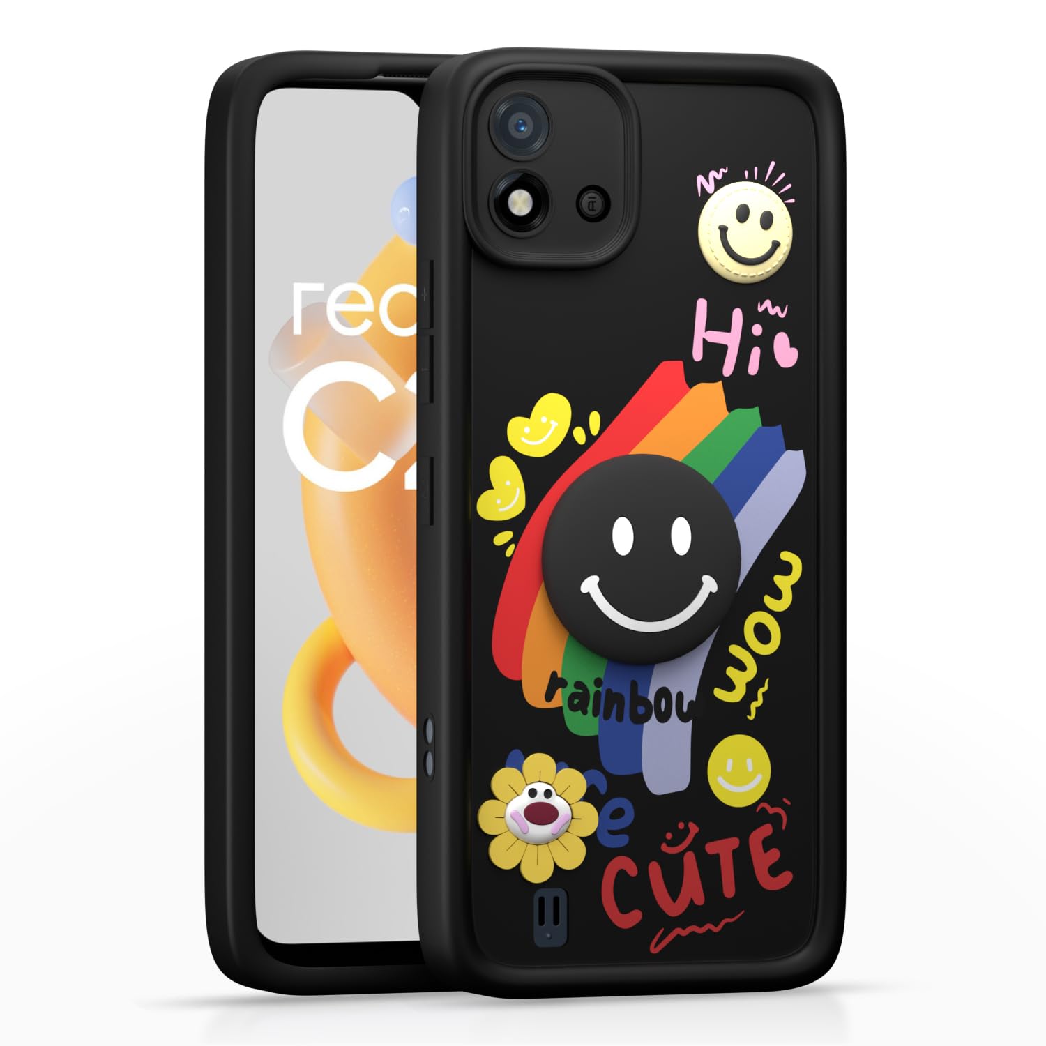 Black phone cover for Realme C20 – Pikkme
