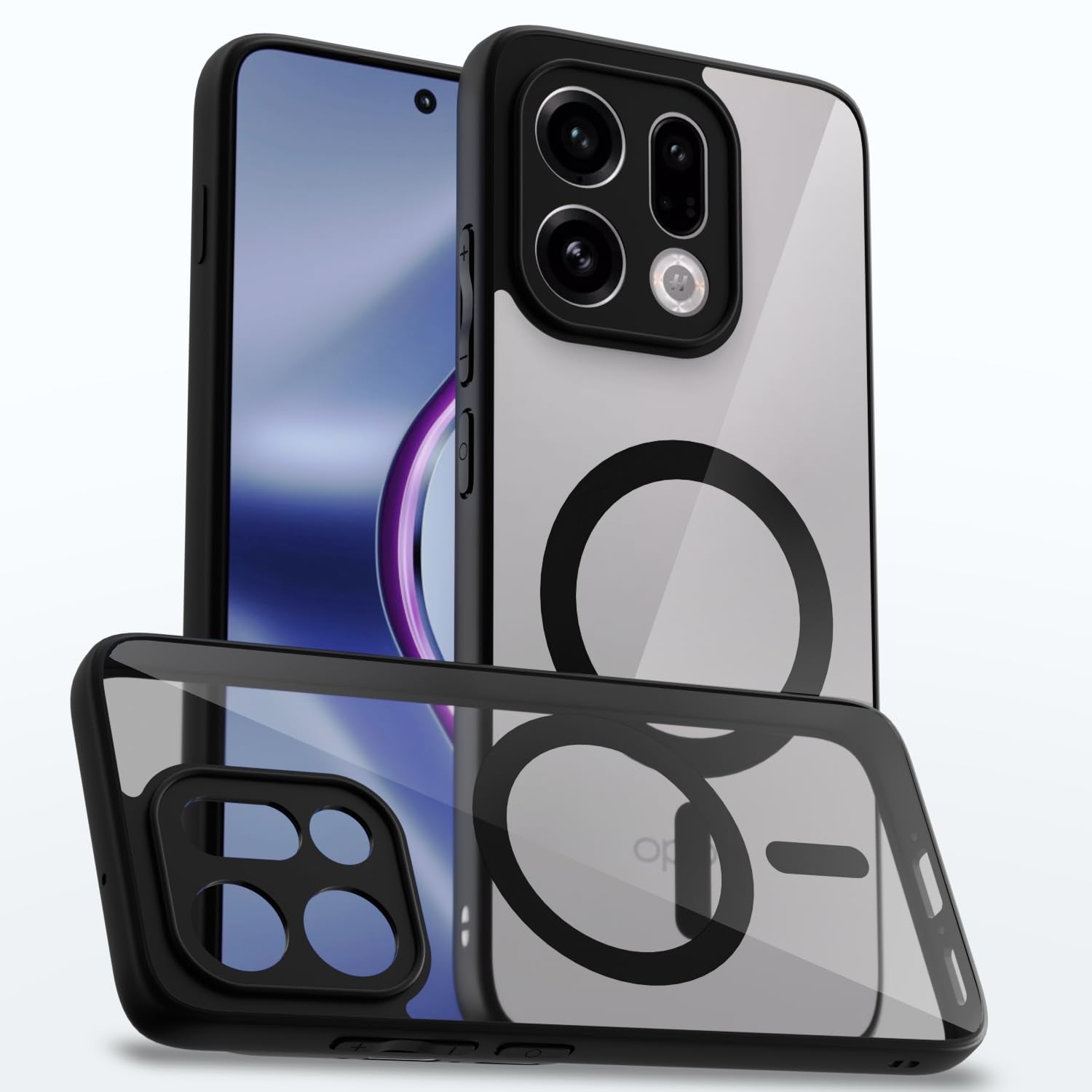 Black mag-safe MagSafe mobile back cover for Oppo Find X9 5G – Pikkme