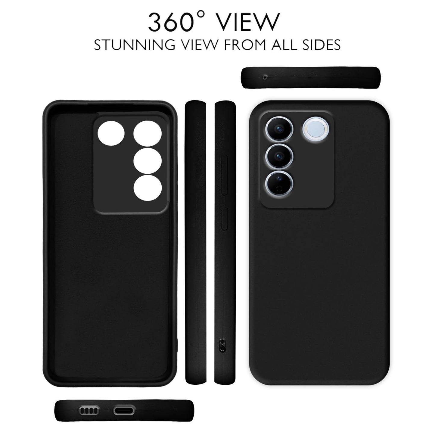 Pikkme Vivo V27 / V27 Pro 5G Soft Silicone Case with Camera Bumper Protection | Black