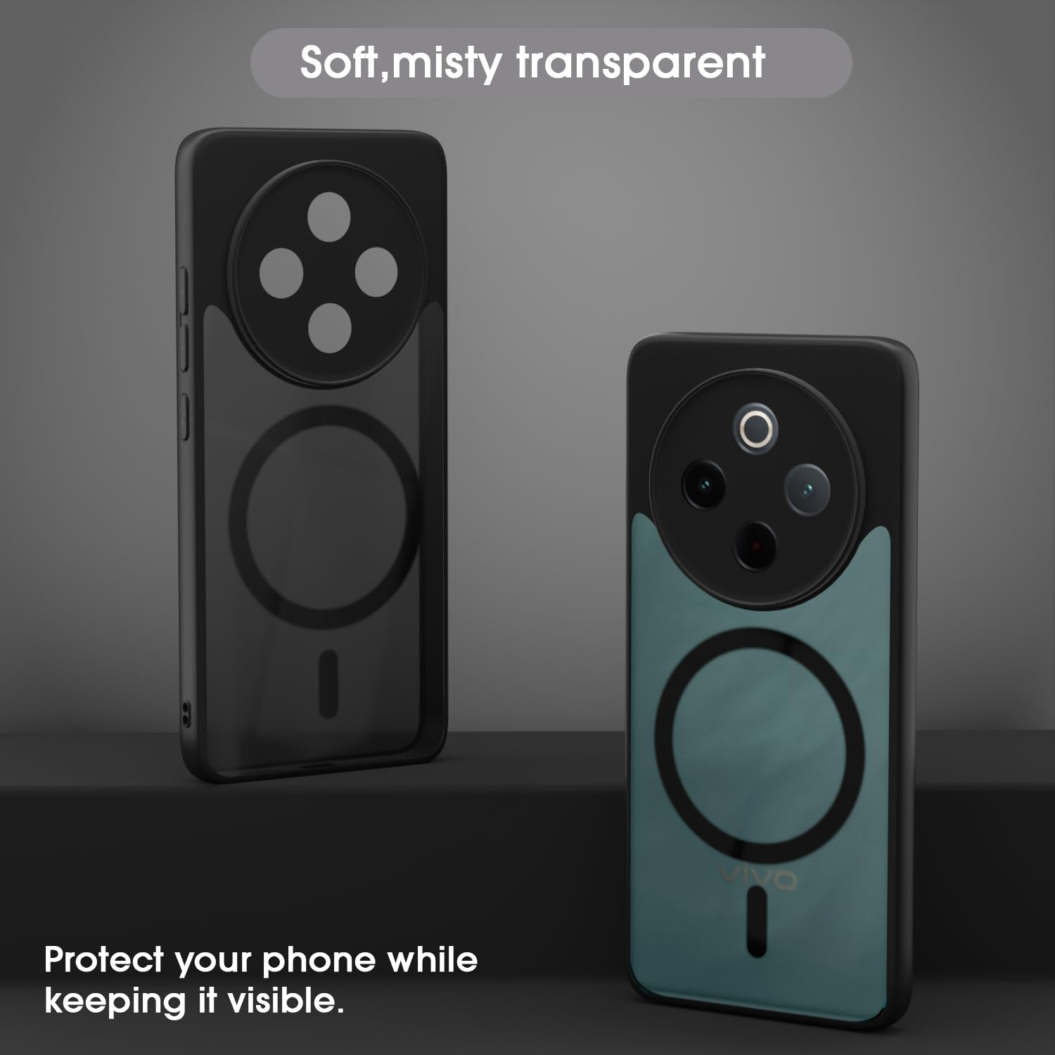 Vivo T4/iQOO Z10 5G back cover in black smoke mag-safe by Pikkme – photo 3
