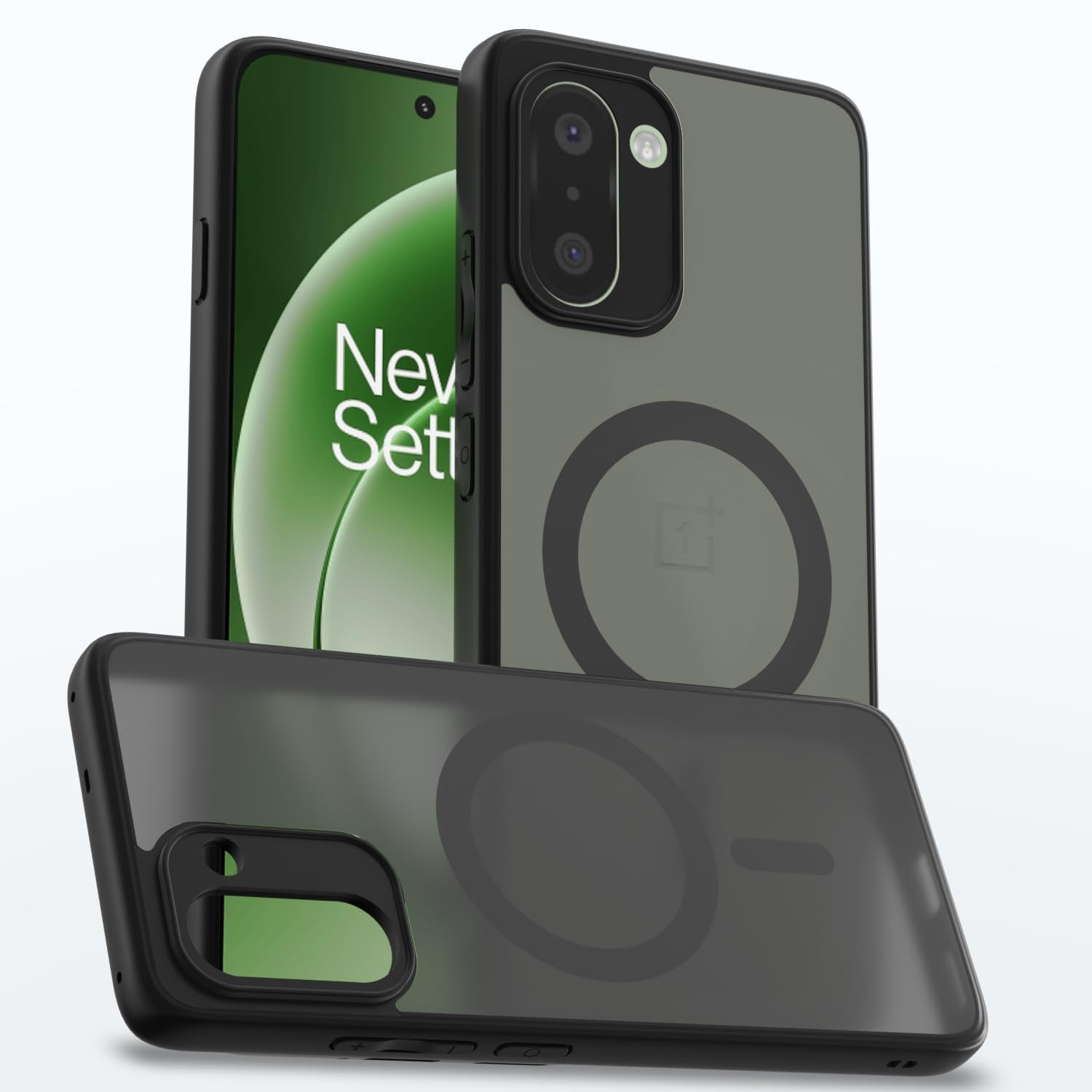 Pikkme black smoke mag-safe phone cover for OnePlus 15R 5G