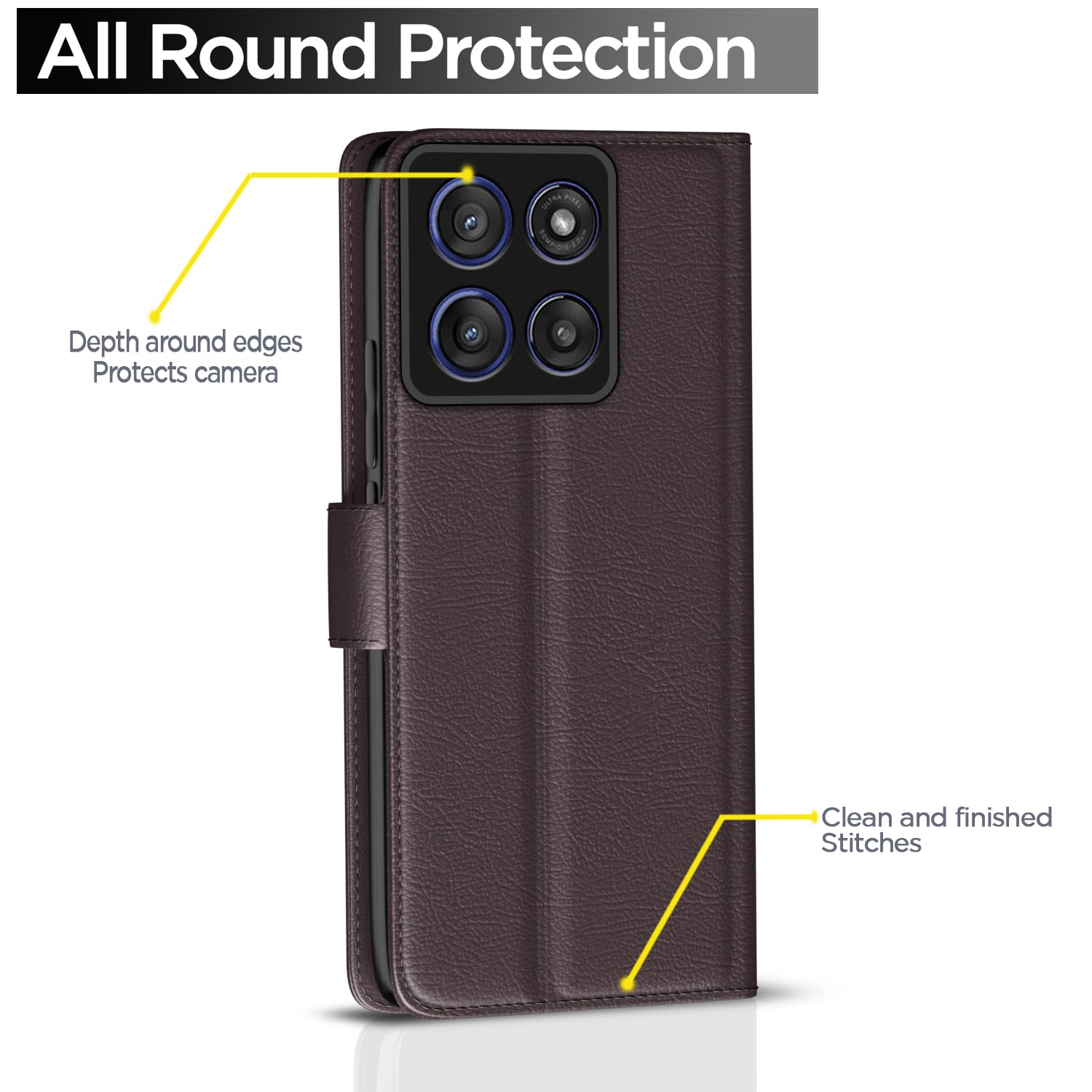 Pikkme Moto Edge 60 Pro 5G coffee wallet flip cover – photo 4