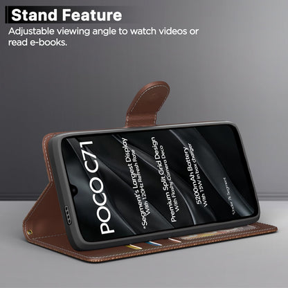 Tan wallet flip cover for Poco C71/Redmi A5 – Pikkme – photo 3