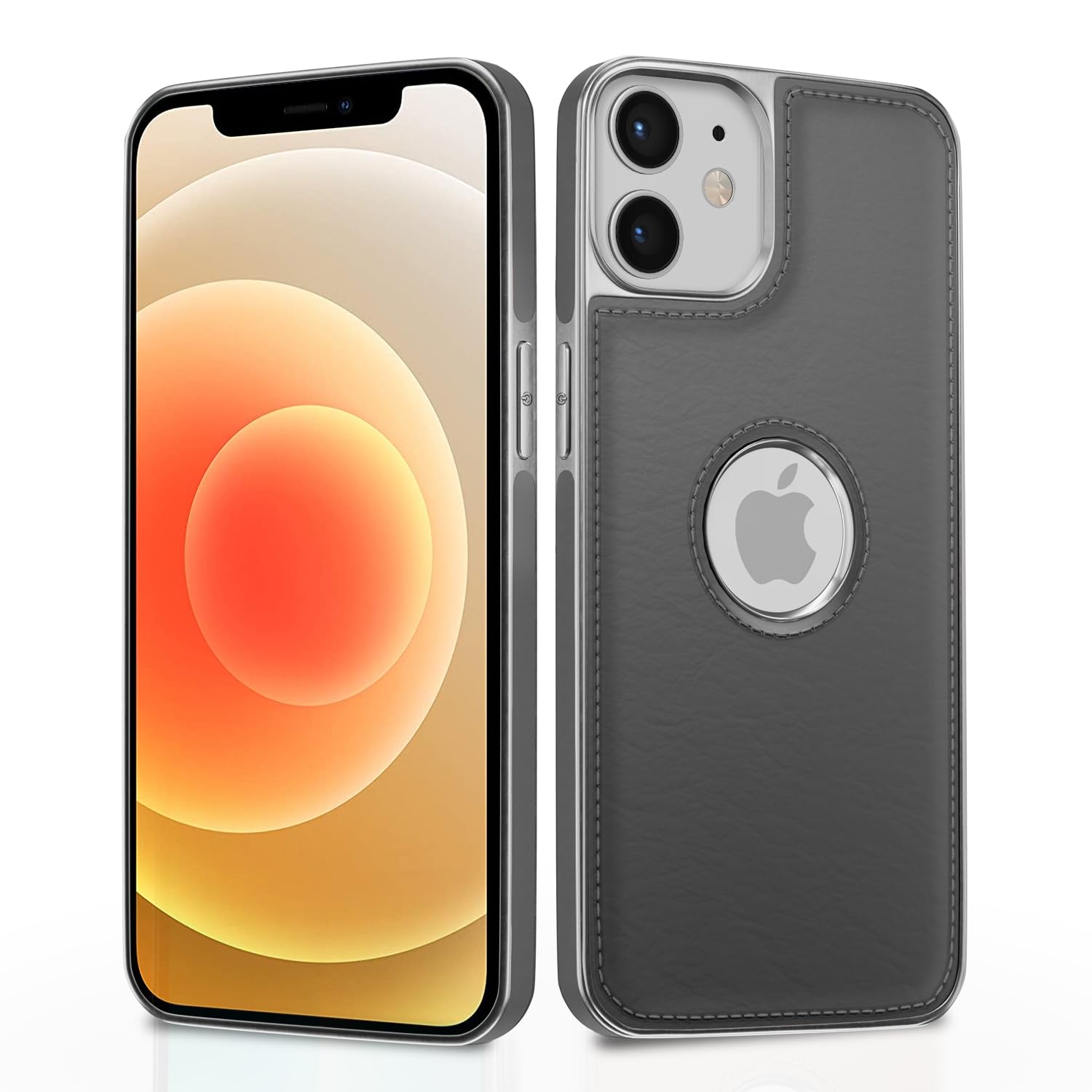  iPhone 12 Mini Chrome Leather Back Cover -Gray