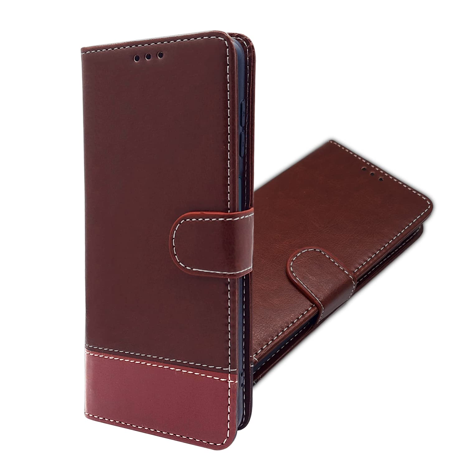 Pikkme coffee & brown Magnetic mobile flip cover for Realme C2