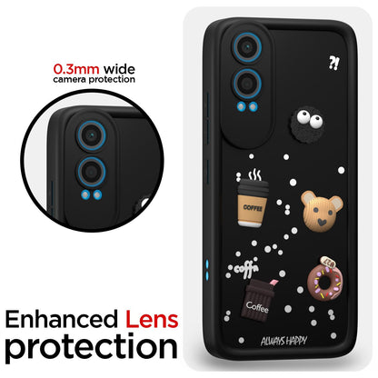 Pikkme  OnePlus Nord Ce 4 Lite 5G  Cute Fun Cartoon 3D Bear Coffee Back Cover (Black)
