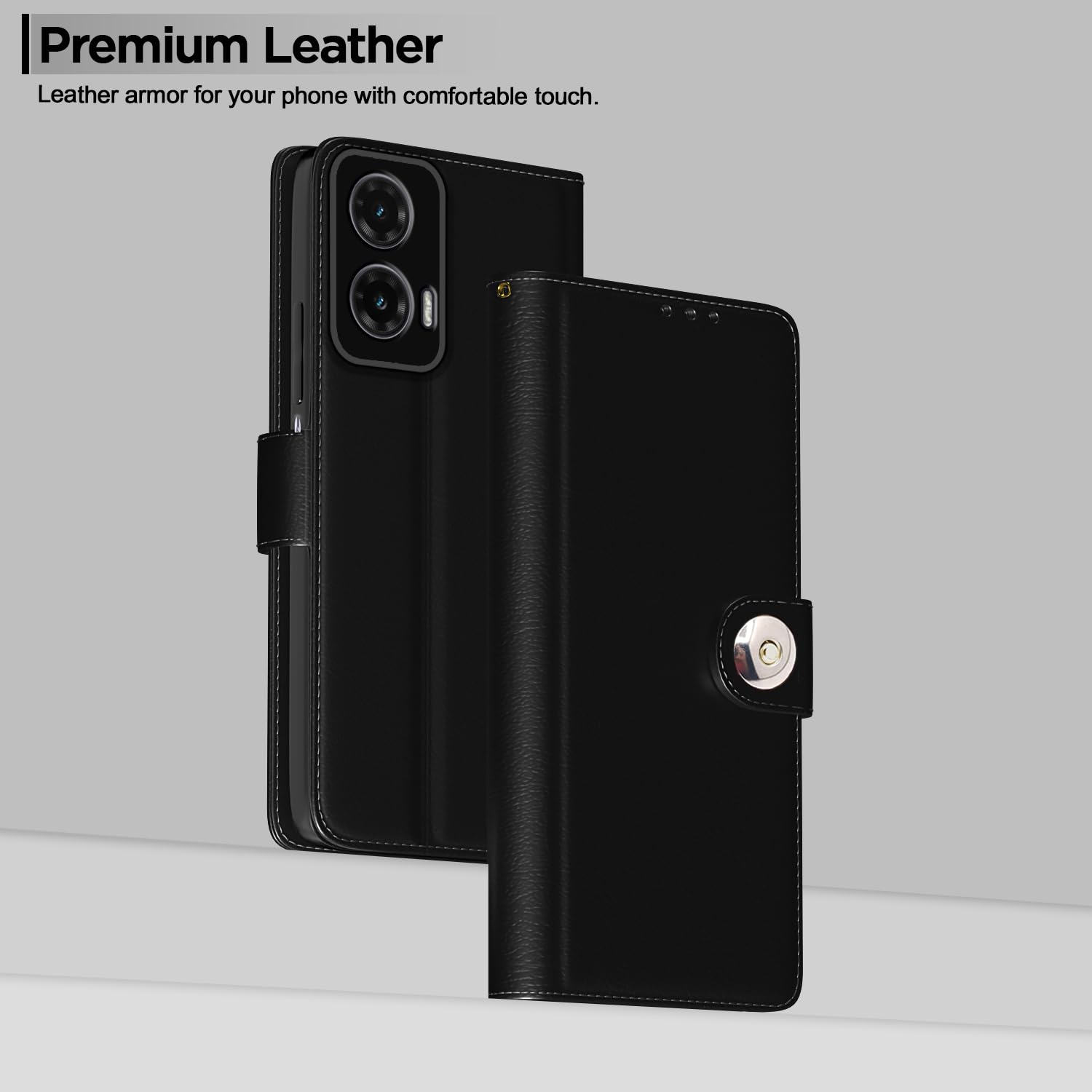 Black Button wallet flip cover for Moto G35 5G – Pikkme – photo 2