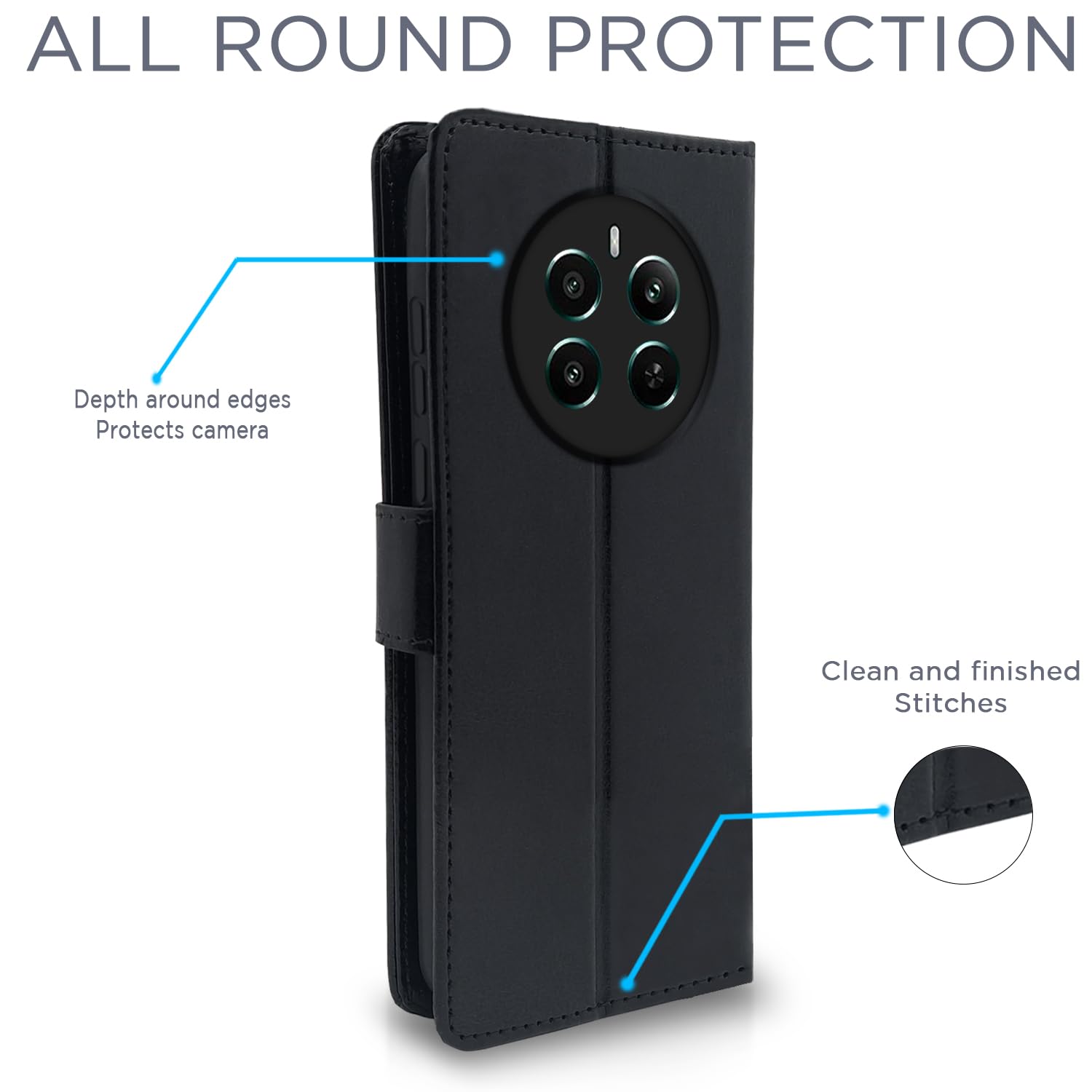 Pikkme black Wallet mobile flip cover for Realme 12 Plus/P1/Narzo 70/70 Pro 5G – photo 4
