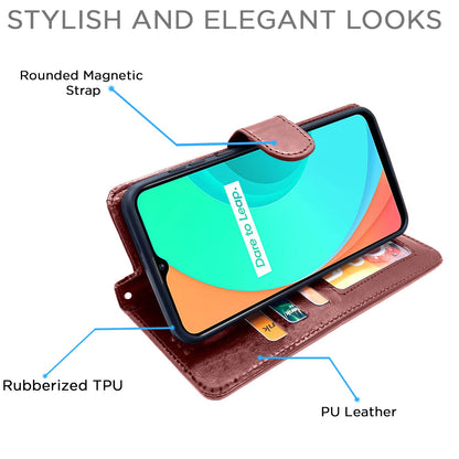 Pikkme Realme C11 Vintage Flip Cover | Brown