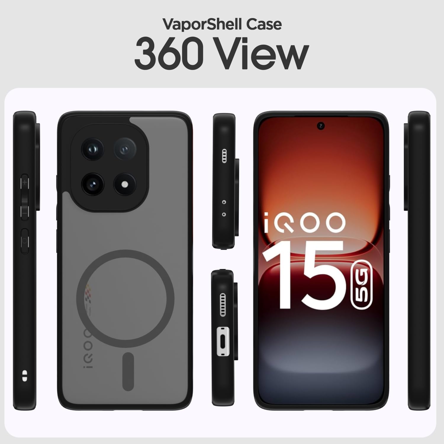 Pikkme black smoke mag-safe mobile cover for iQOO 15 5G – photo 2