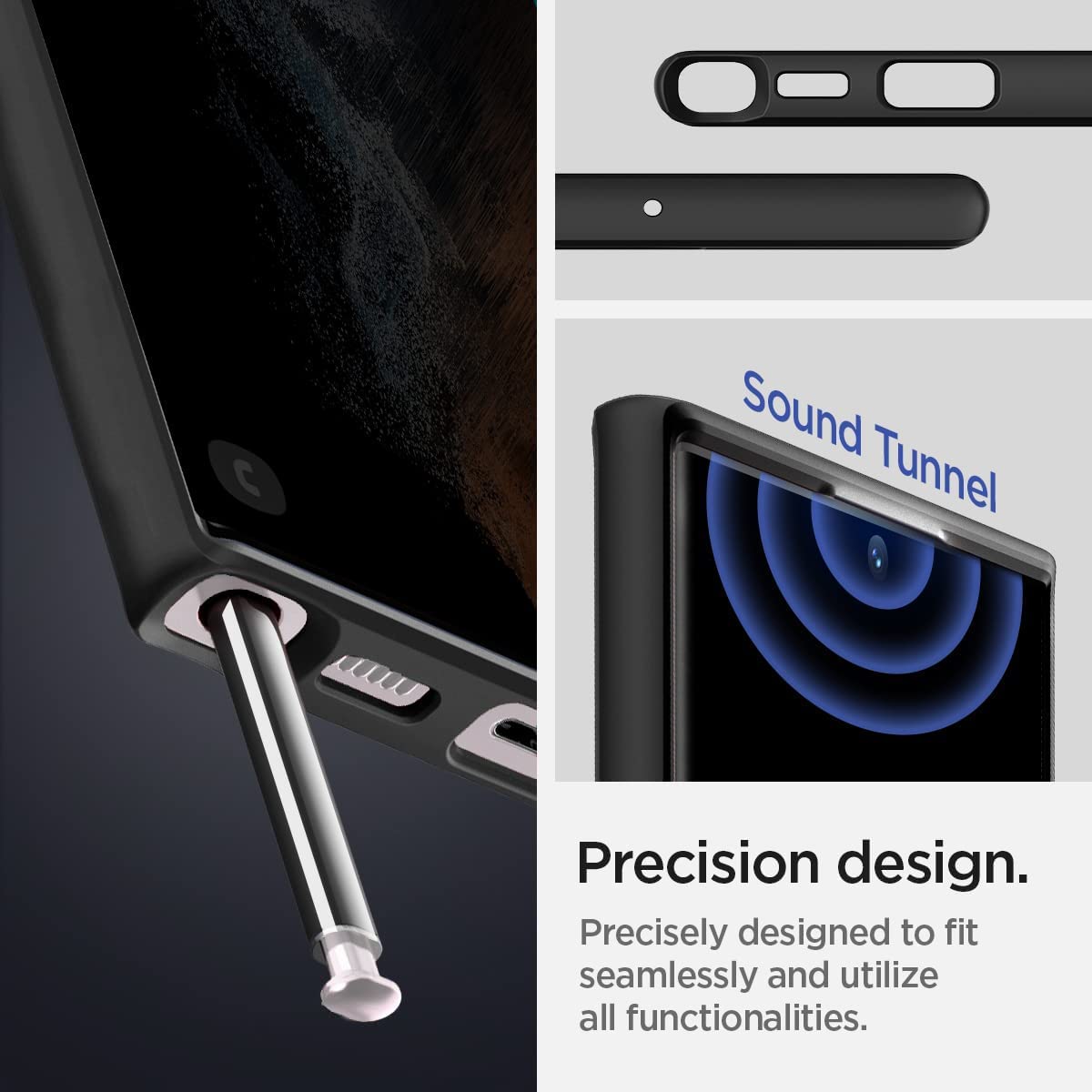 Pikkme Samsung Galaxy S22 Ultra Chrome Metal Ring Back Cover (Black)