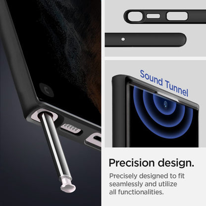 Pikkme Samsung Galaxy S22 Ultra Chrome Metal Ring Back Cover (Black)