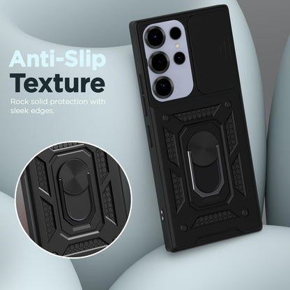 Pikkme Samsung Galaxy S25 Ultra 5G D10 Tough Armor Back Cover (Black)