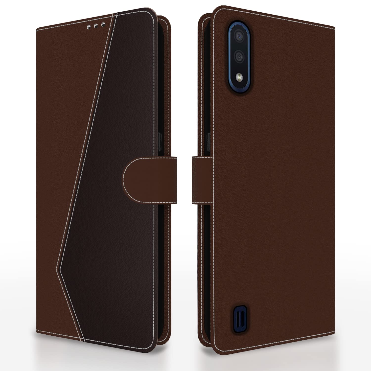 Brown & coffee Magnetic mobile flip cover for Samsung M01 – Pikkme
