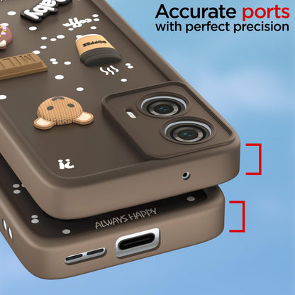 Pikkme Motorola Moto Edge 50 Fusion 5G Cute Fun Cartoon 3D Bear Coffee Back Cover (Brown)