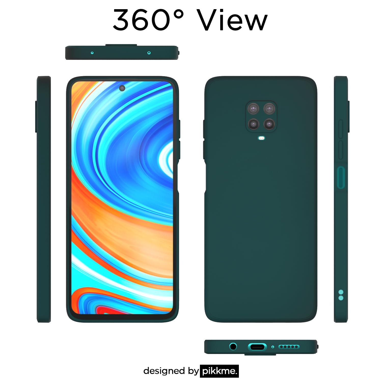 Pikkme  Redmi Note 10 Lite / Redmi Note 9 Pro / Note 9 Pro Max Soft Matte Silicone Shockproof Case (Green)