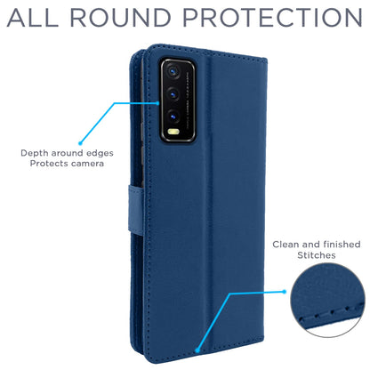 Pikkme Vivo Y12s / Y20 / Y20i / Y20G  Vintage Flip Cover | Blue