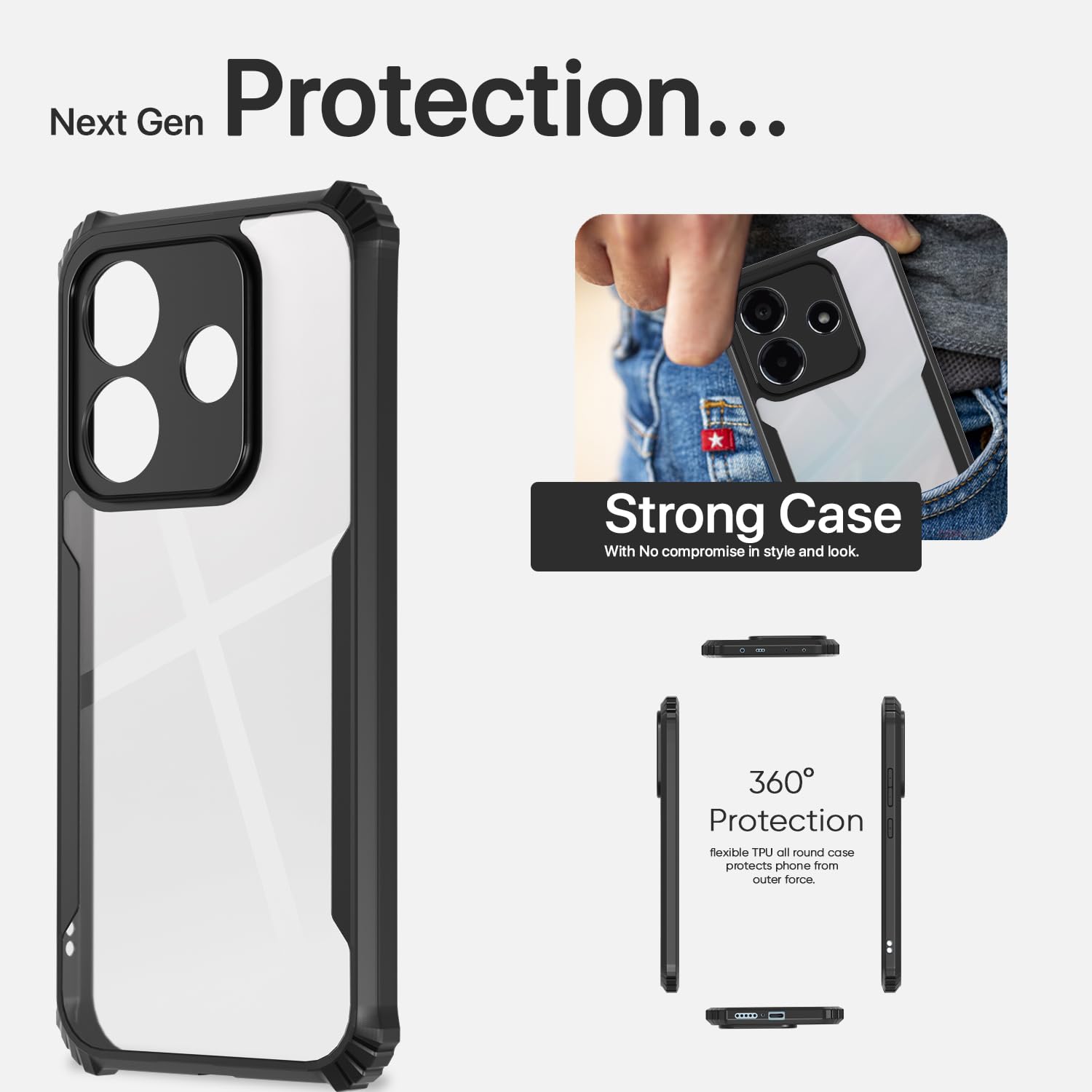 Black Clear back cover for Redmi Note 14 5G – Pikkme – photo 7