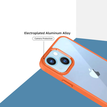 Pikkme iPhone 13 Electroplated Chrome Metal Ring Back Cover (Orange)