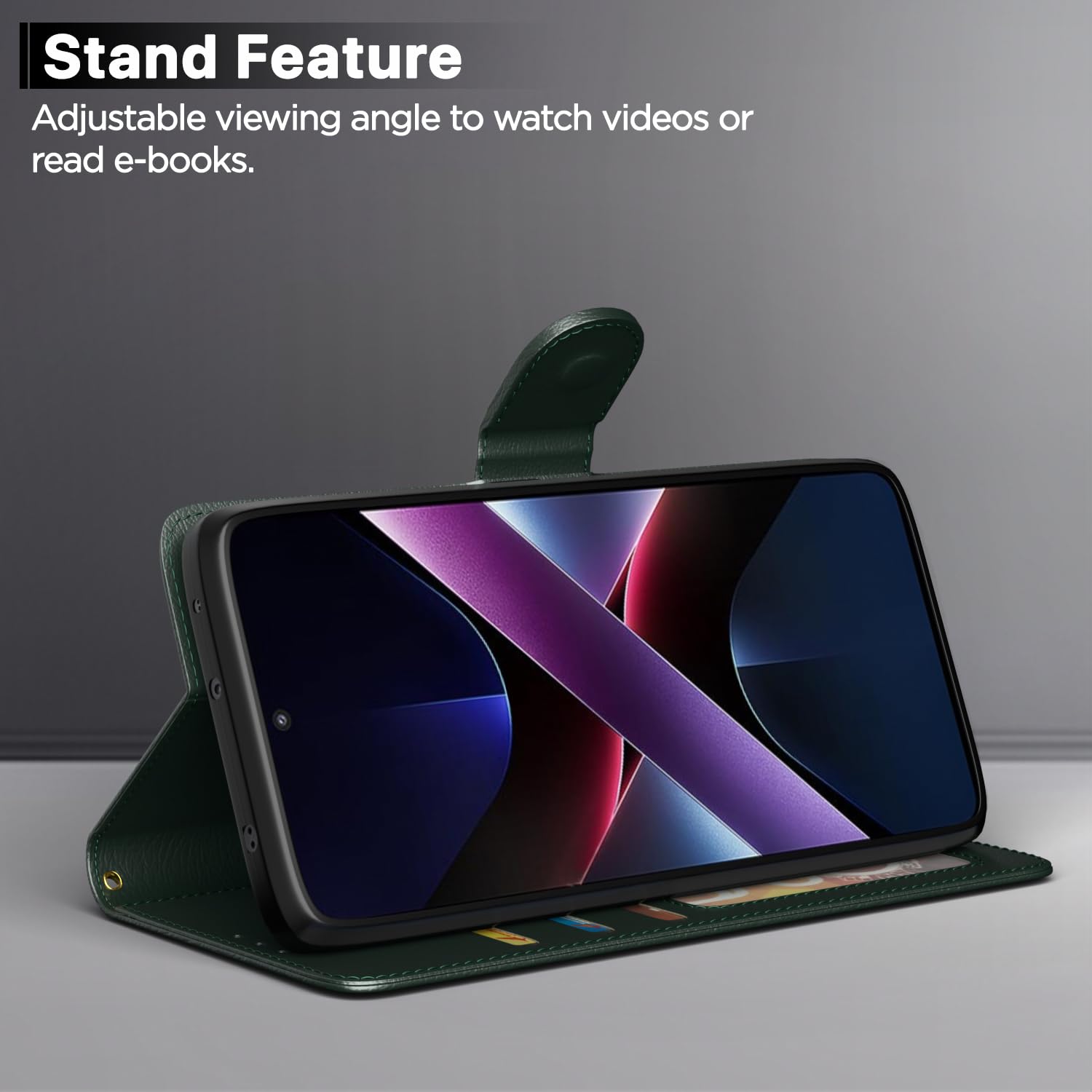 Poco X7 Pro 5G Wallet wallet flip cover in green by Pikkme – photo 3