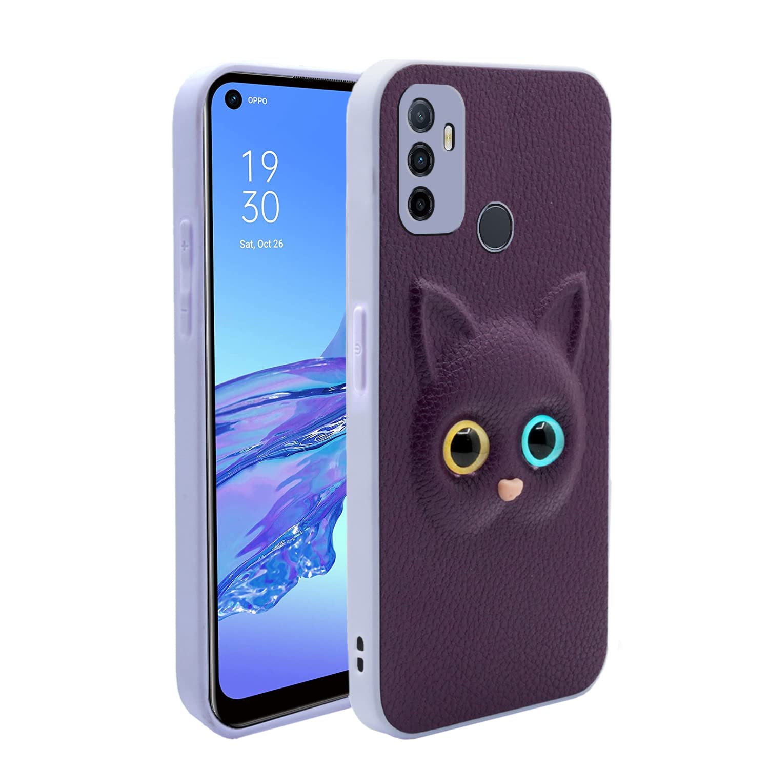 Pikkme Oppo A53 Kitty Back Cover (Purple)