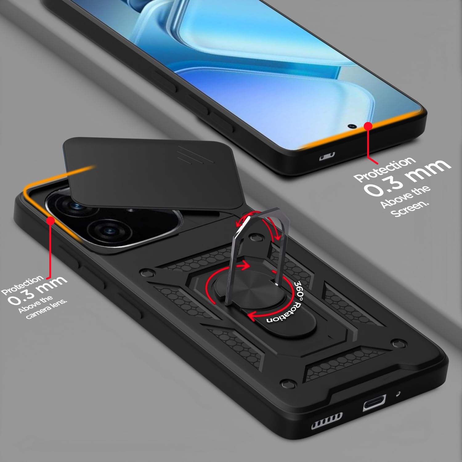Pikkme iQOO Neo 10R/Z9 Turbo/Vivo Y200 GT 5G black phone cover – photo 4