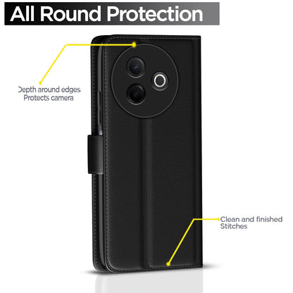 Pikkme Vivo Y39 5G Vintage Flip Cover (Black)