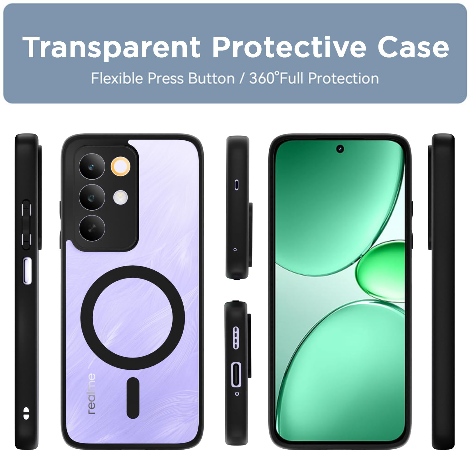 Realme Narzo 90X/C85/15X 5G mobile cover in black mag-safe by Pikkme – photo 2