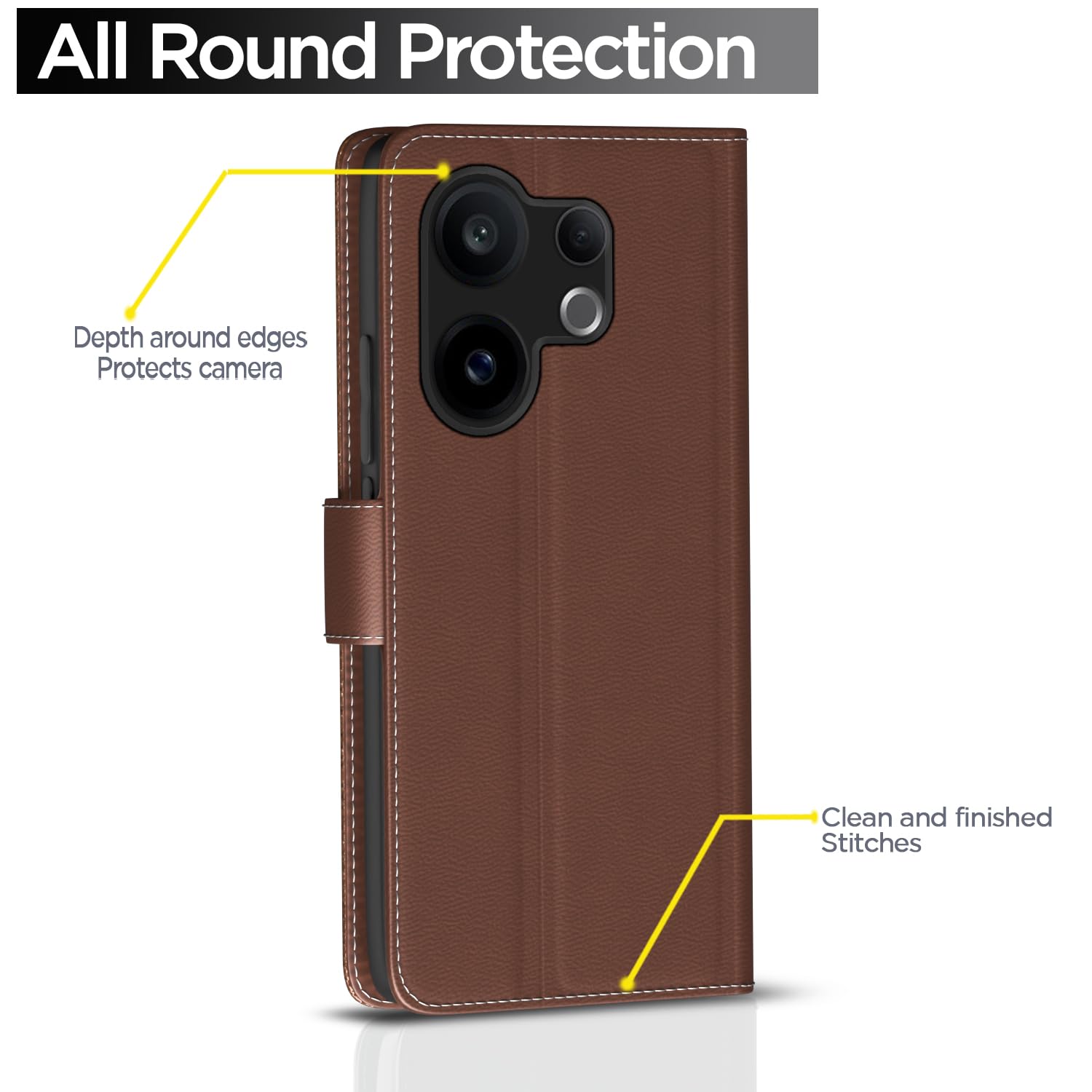 Pikkme Vivo V60/T4 Pro 5G tan mobile flip cover – photo 4