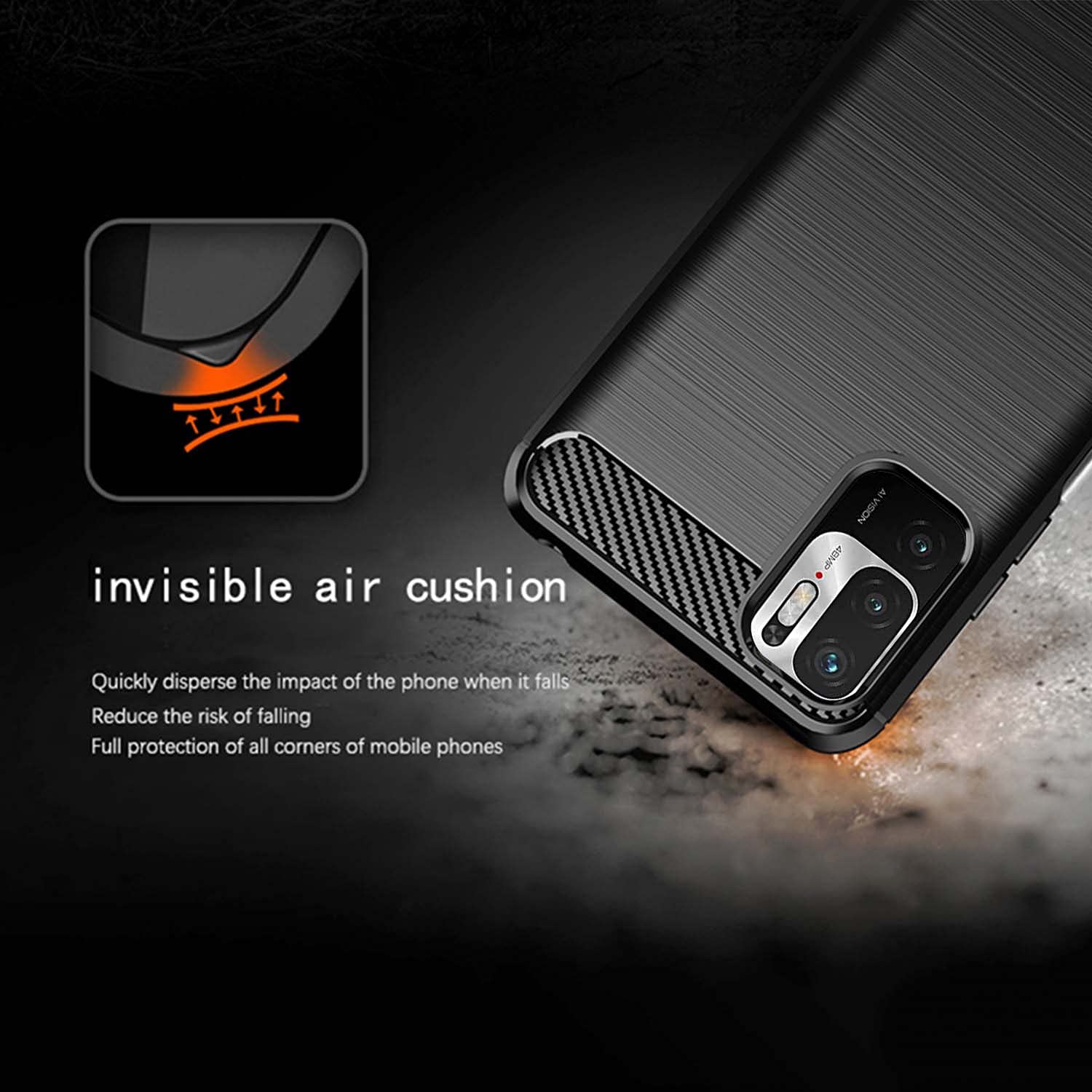 Pikkme Xiaomi Redmi Note 10T 5G Hybrid Carbon Fiber Back Cover | Black