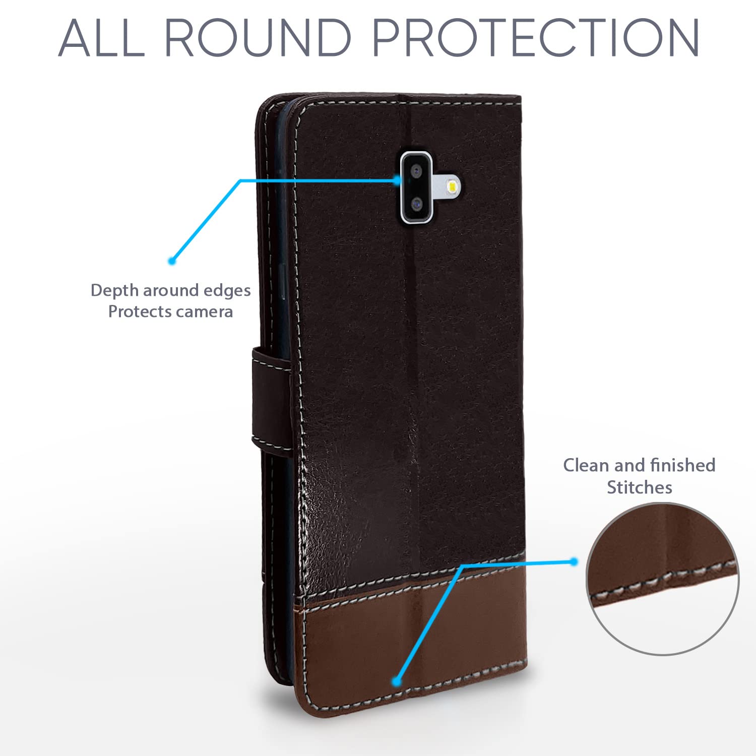 Pikkme Samsung J6 Plus/J6 Magnetic coffee & brown mobile flip cover – photo 4