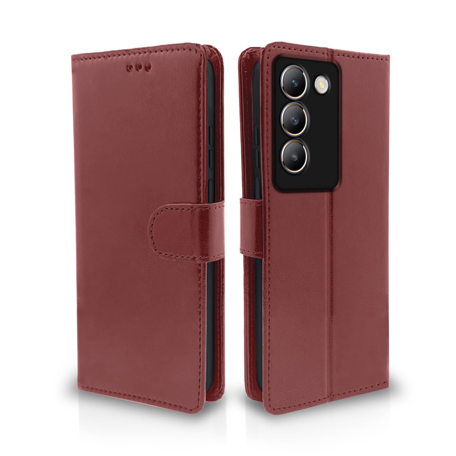 Vivo T3/Y200e 5G Wallet mobile flip cover in brown by Pikkme