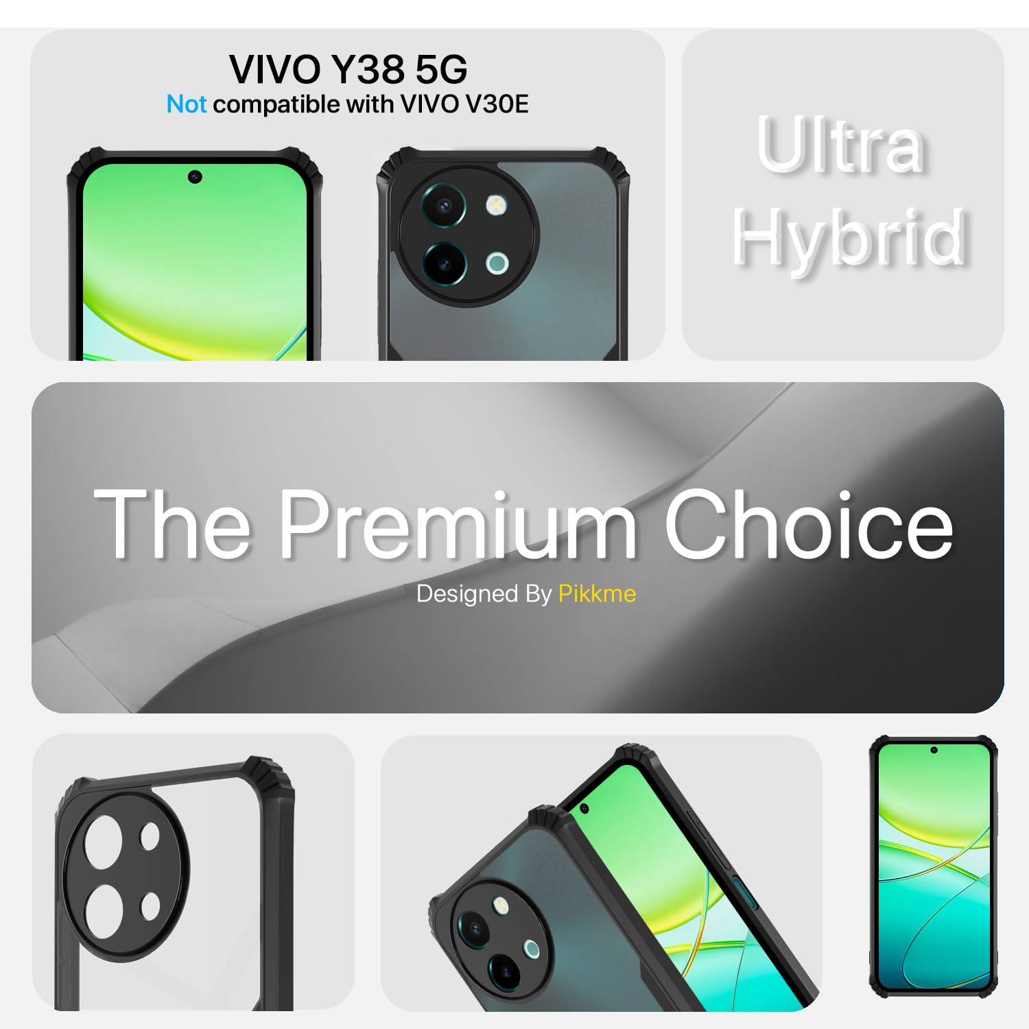 Vivo Y38 5G Clear back cover in black by Pikkme – photo 3