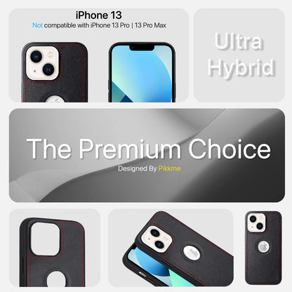 Pikkme iPhone 13 Luxe Series Velvet Inner Finish with PU Leather Back Case (Black)