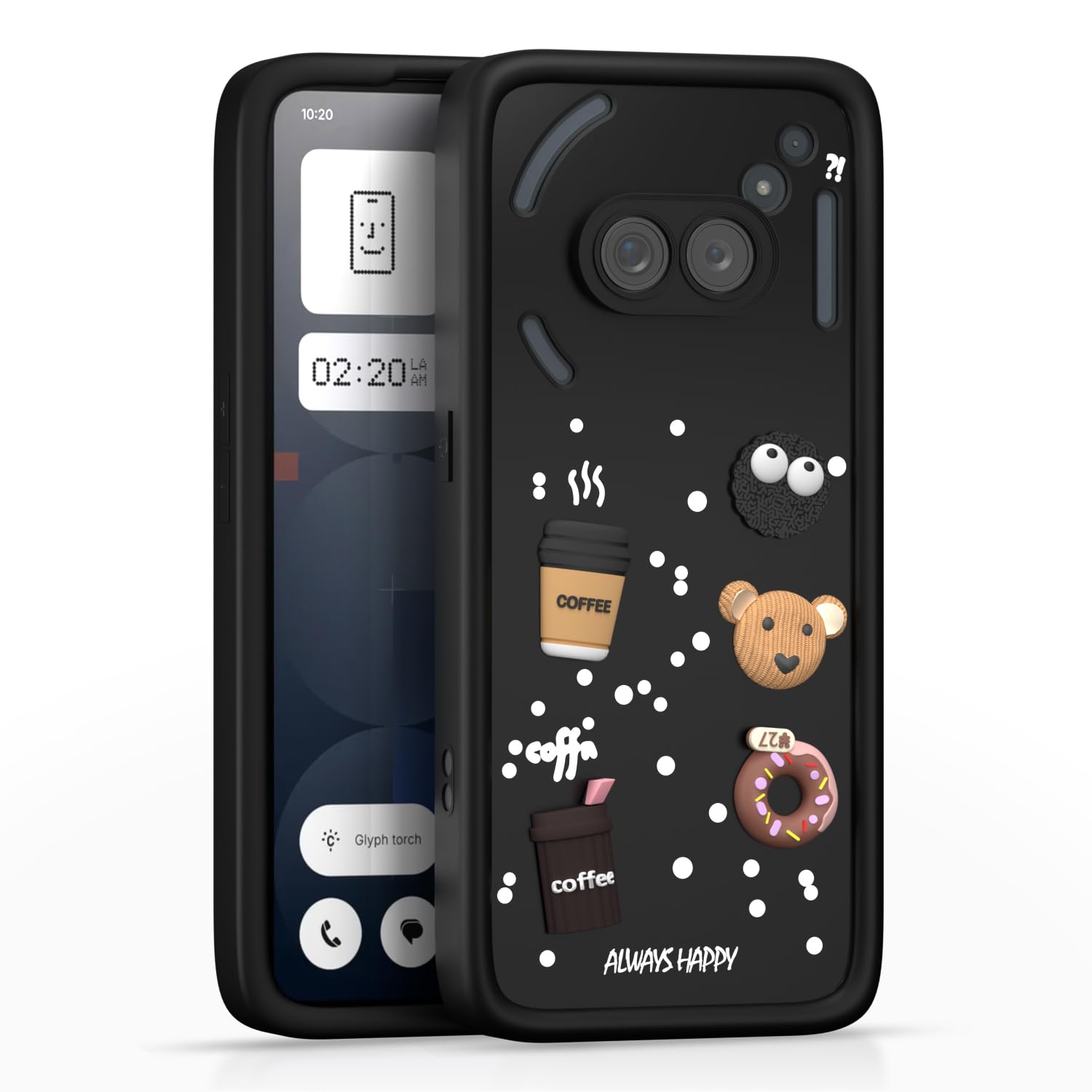 Pikkme Nothing Phone 2A / Nothing Phone 2A Plus Cute Fun Cartoon 3D Bear Silicon Back Cover - Black