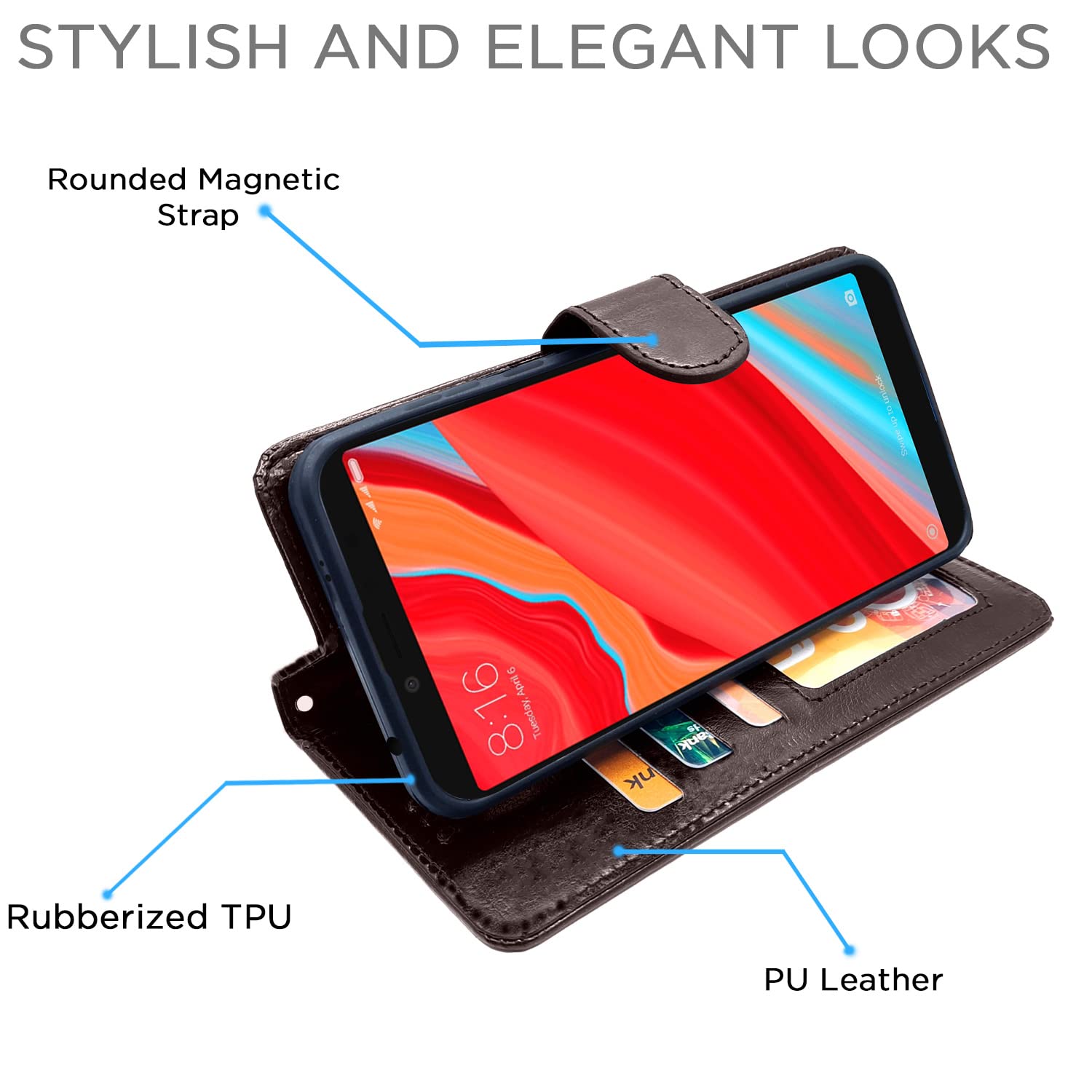 Pikkme Redmi Y2 Vintage Flip Cover (Coffee)