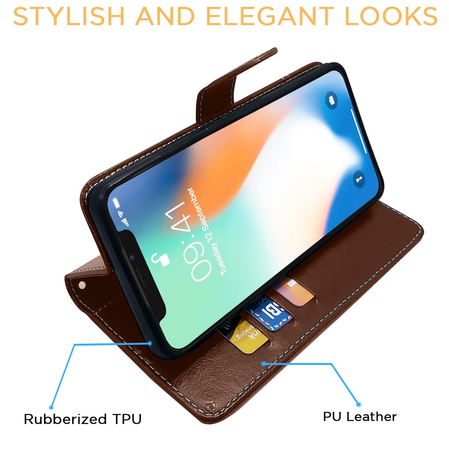 Pikkme iPhone X Contrast Flip Cover (Brown)