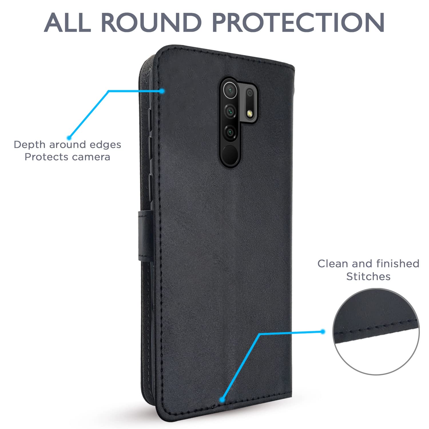 Redmi 9 Prime/Poco M2 flip case in black by Pikkme – photo 4