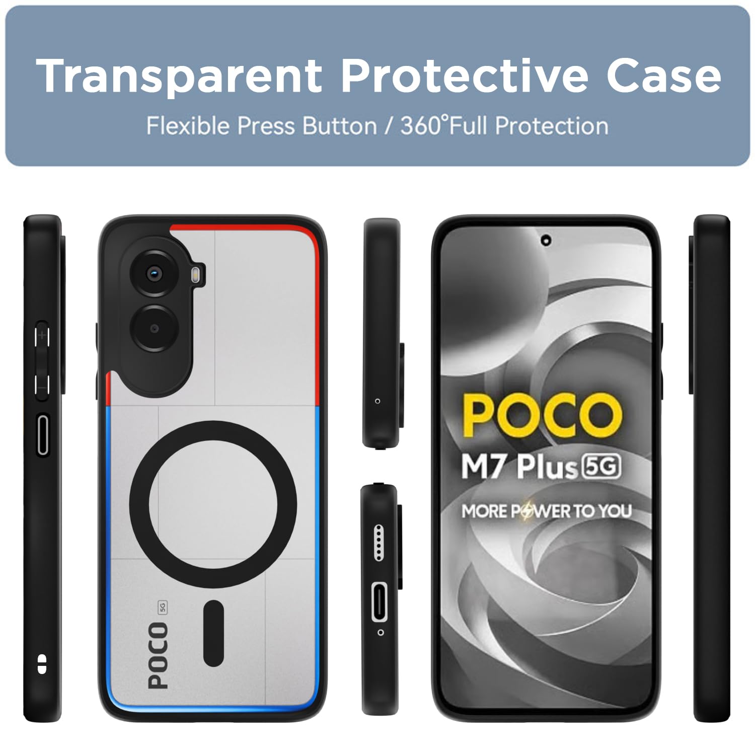 Pikkme Poco M7 Plus 5G MagSafe black mag-safe back cover – photo 2