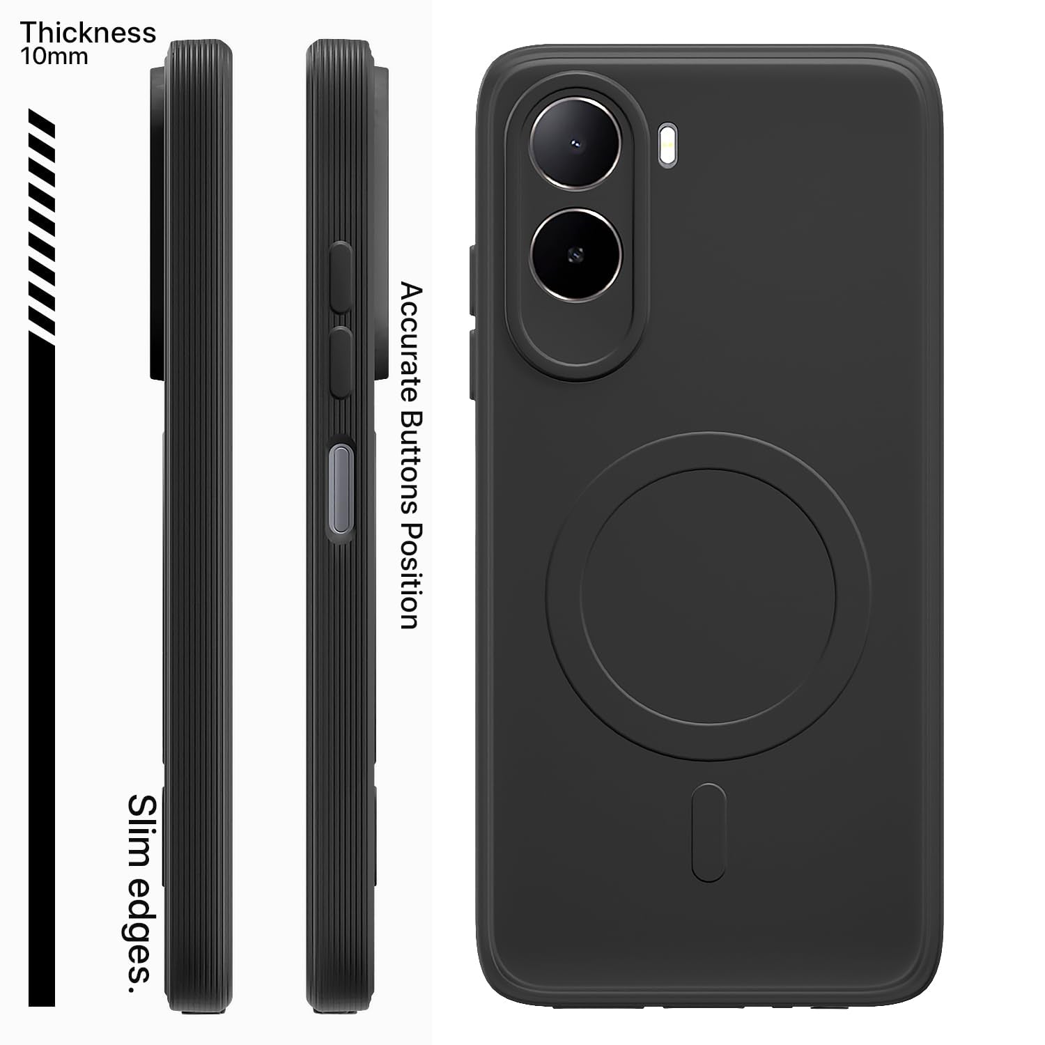 Black MagSafe mobile back cover for Redmi A7 Pro/Poco C85x 5G – Pikkme – photo 3