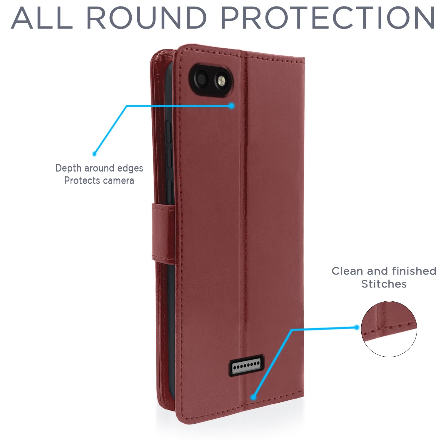 Pikkme Redmi 6A Vintage Flip Cover (Brown)