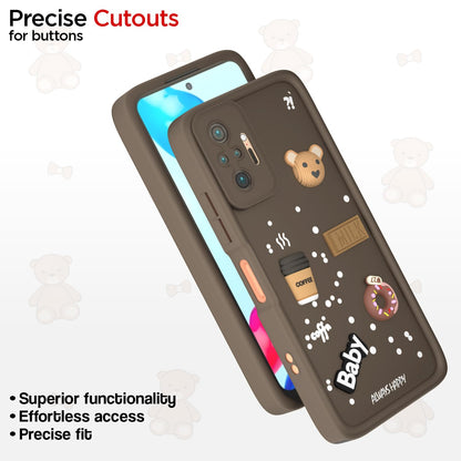 Pikkme Redmi Note 10 Pro/Note 10 Pro Max Cute Fun Cartoon 3D Bear Coffee Back Cover (Brown)