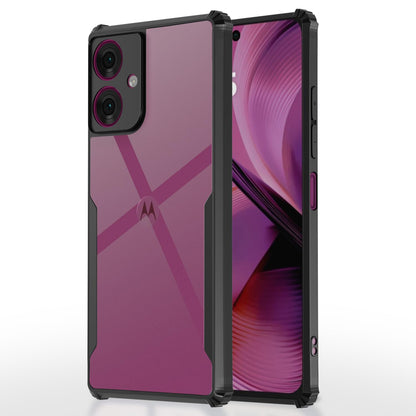 Moto G55 5G Clear mobile back cover in black by Pikkme