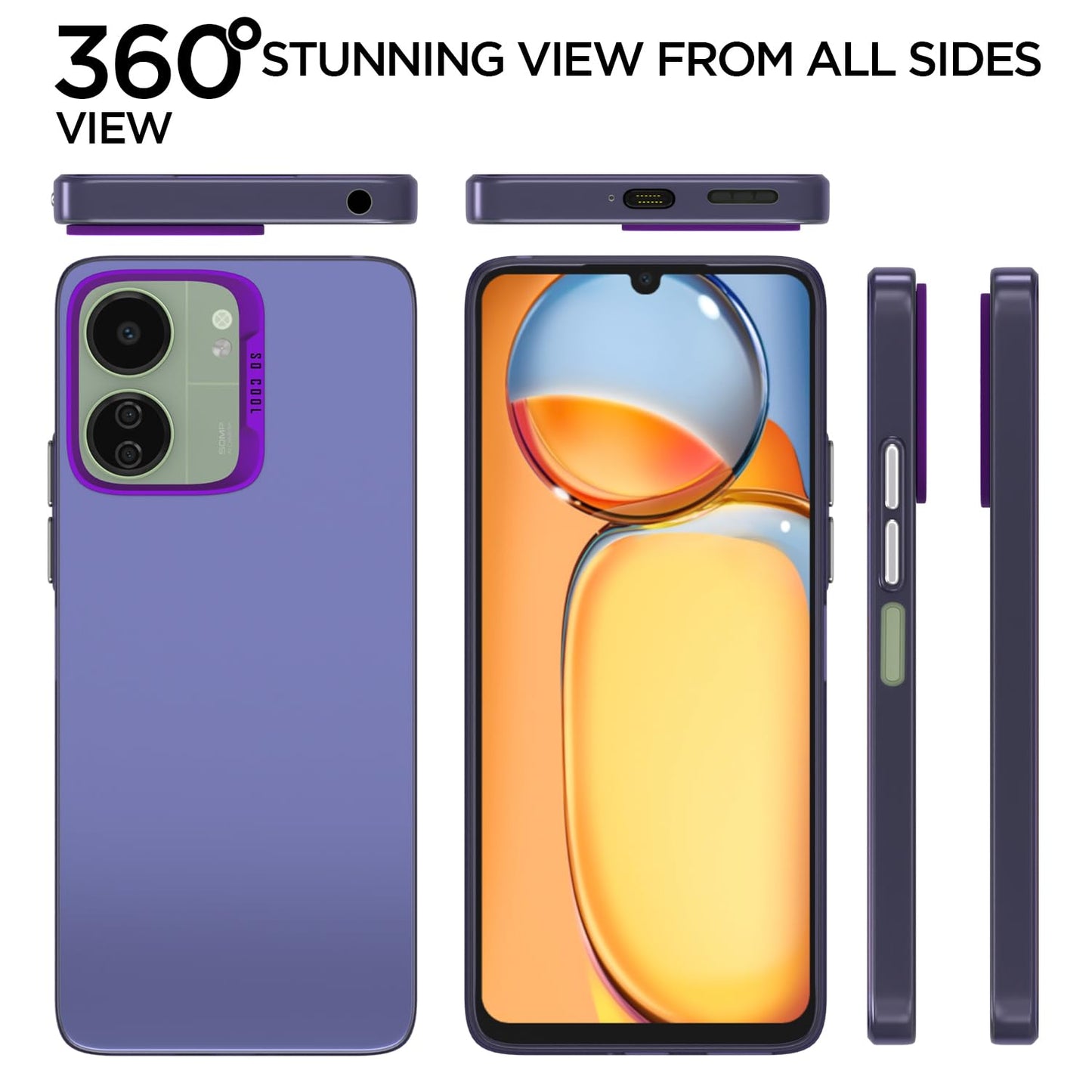 Pikkme  Redmi 13C 5G So Cool Matte Finish Back Cover (Purple)