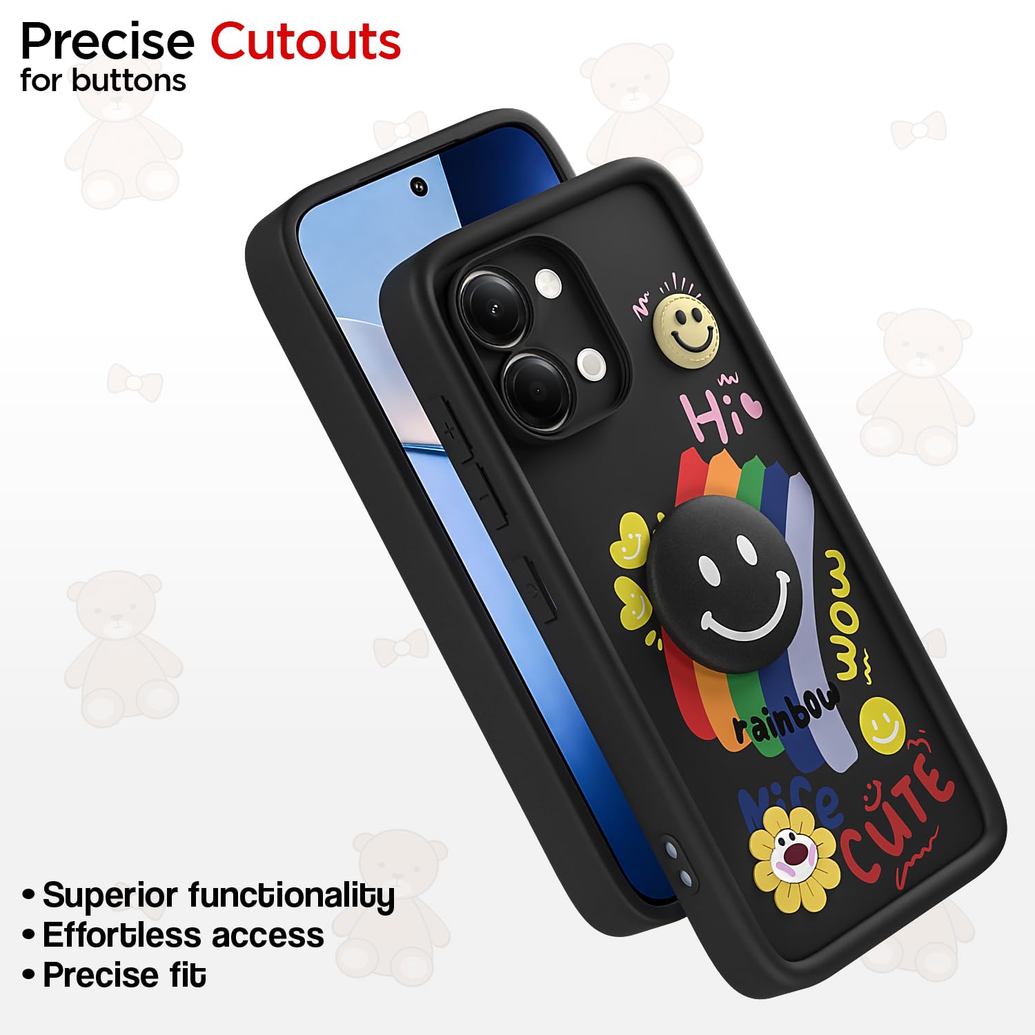 Pikkme Vivo Y11/T5 Lite 5G Smile Rainbow black mobile cover – photo 6