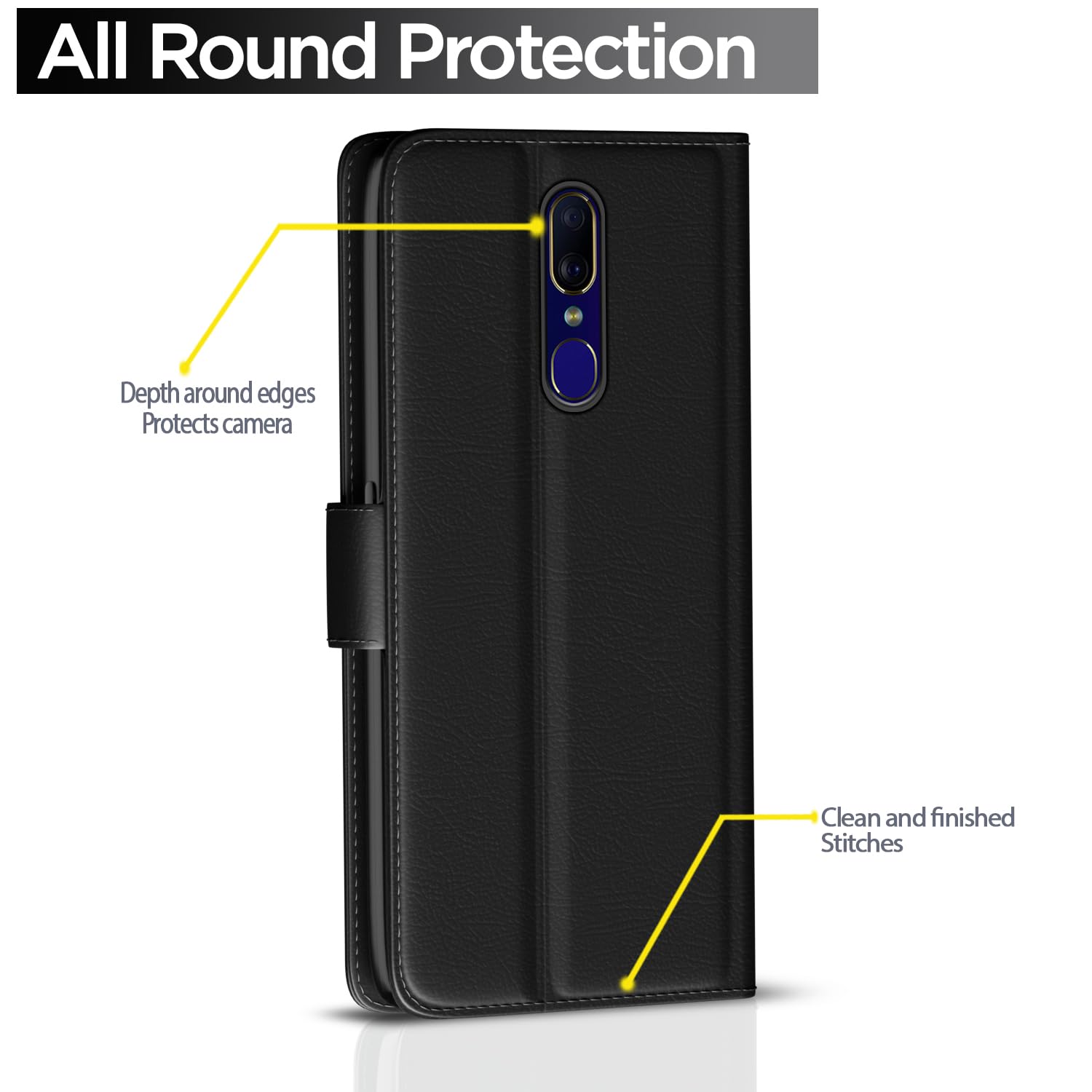 Oppo F11 flip case in black by Pikkme – photo 4