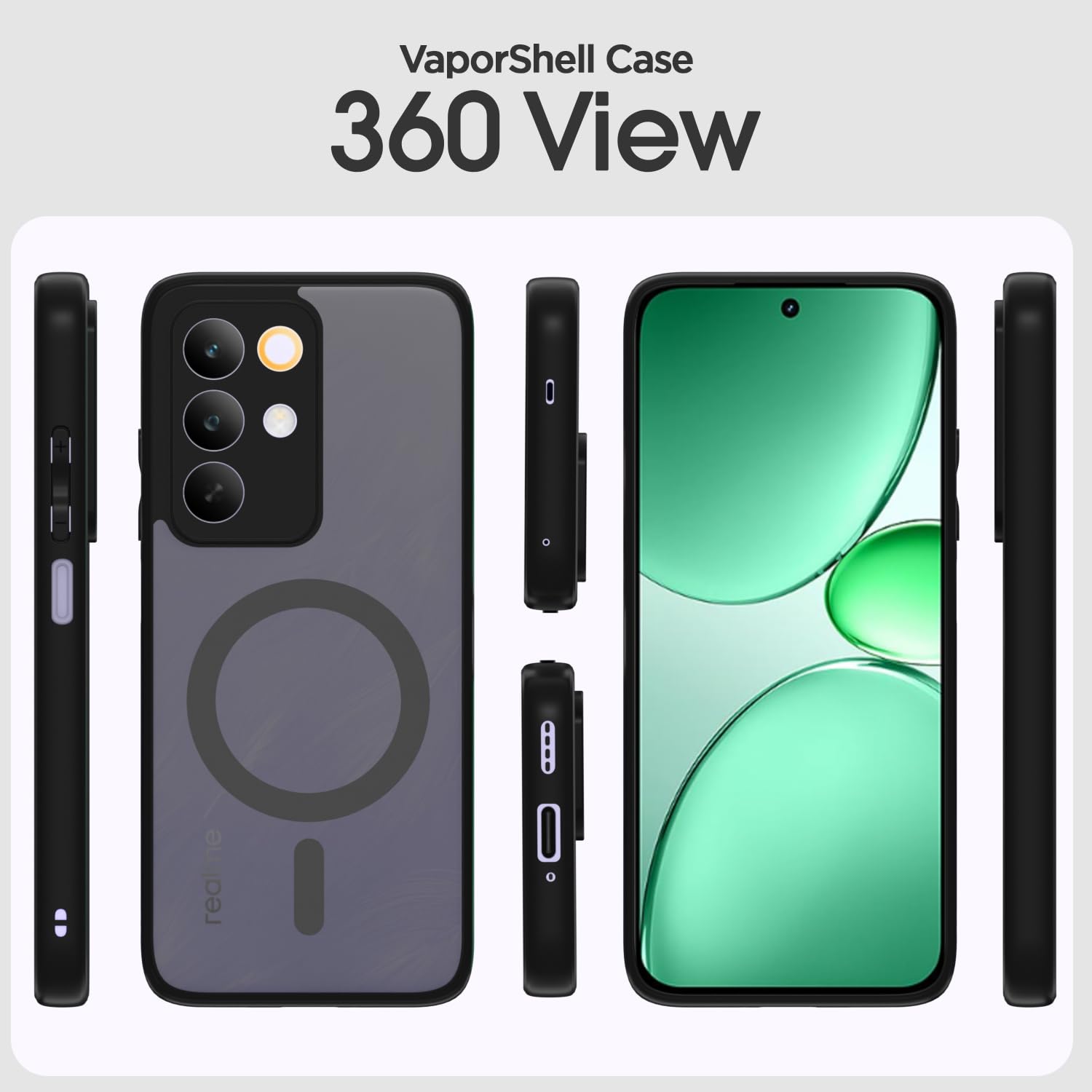 Realme Narzo 90X/C85/15X 5G mobile back cover in black smoke mag-safe by Pikkme – photo 2