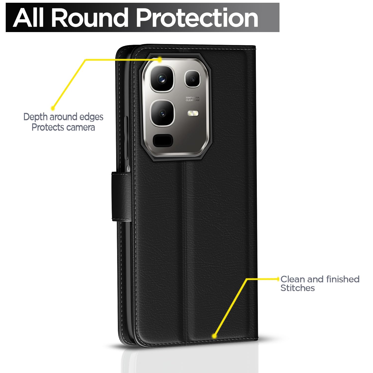 Pikkme black wallet flip cover for Infinix Note 50x 5G – photo 4